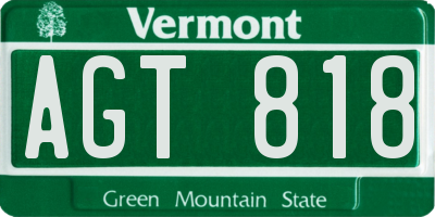VT license plate AGT818