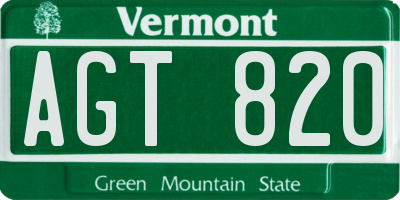 VT license plate AGT820