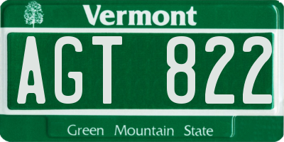 VT license plate AGT822