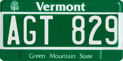VT license plate AGT829