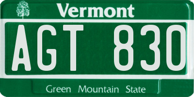 VT license plate AGT830
