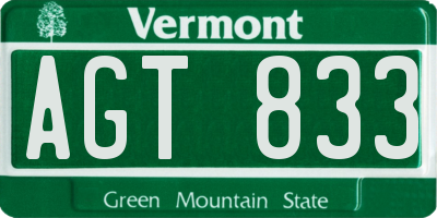 VT license plate AGT833