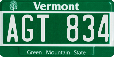 VT license plate AGT834