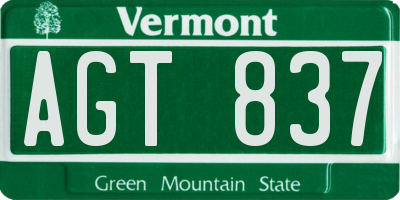VT license plate AGT837
