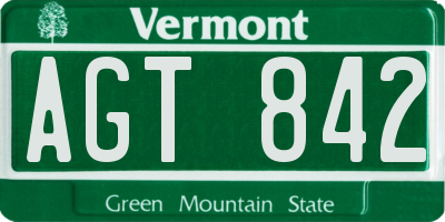 VT license plate AGT842