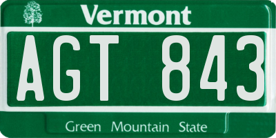 VT license plate AGT843