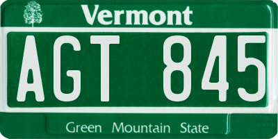 VT license plate AGT845