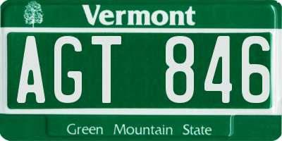 VT license plate AGT846