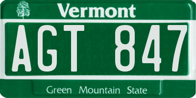 VT license plate AGT847