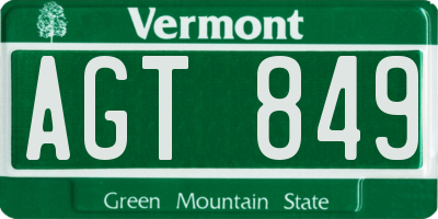 VT license plate AGT849