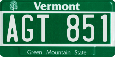 VT license plate AGT851
