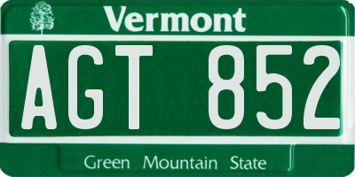 VT license plate AGT852