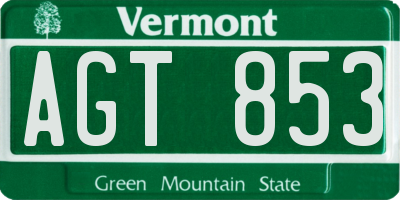 VT license plate AGT853