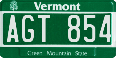 VT license plate AGT854