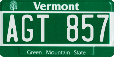 VT license plate AGT857