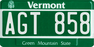 VT license plate AGT858
