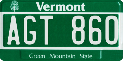 VT license plate AGT860