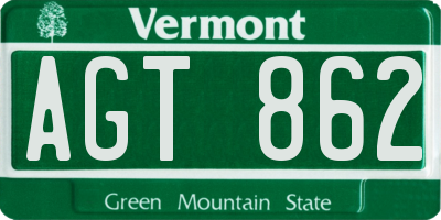 VT license plate AGT862