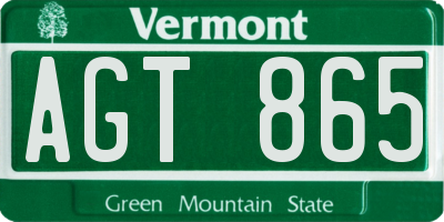 VT license plate AGT865
