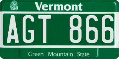 VT license plate AGT866