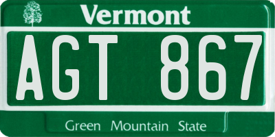 VT license plate AGT867