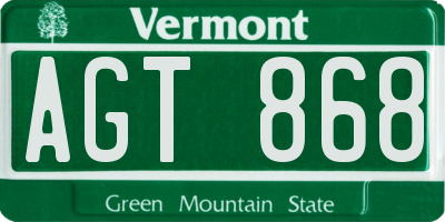 VT license plate AGT868