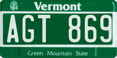 VT license plate AGT869