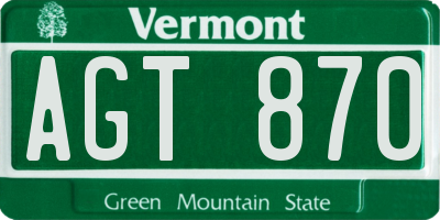 VT license plate AGT870