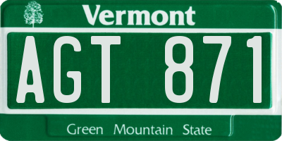 VT license plate AGT871