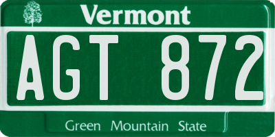 VT license plate AGT872