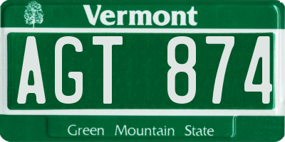 VT license plate AGT874
