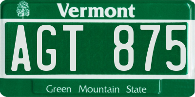 VT license plate AGT875