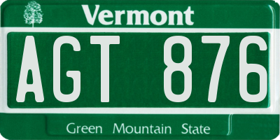 VT license plate AGT876