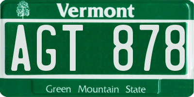 VT license plate AGT878