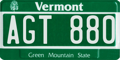 VT license plate AGT880