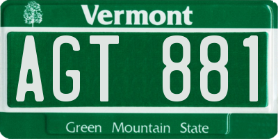VT license plate AGT881