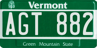 VT license plate AGT882
