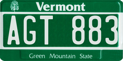 VT license plate AGT883