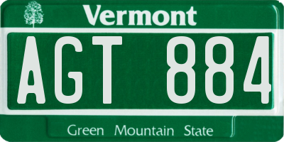 VT license plate AGT884