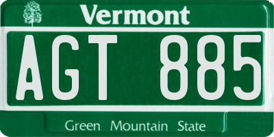 VT license plate AGT885