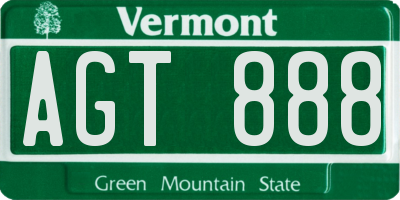 VT license plate AGT888