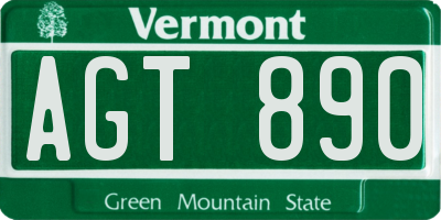 VT license plate AGT890