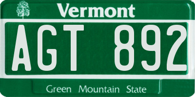 VT license plate AGT892