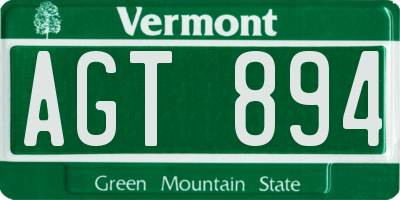 VT license plate AGT894