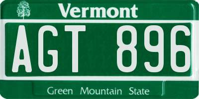 VT license plate AGT896