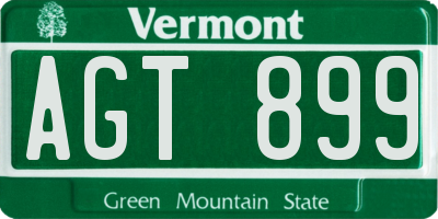 VT license plate AGT899