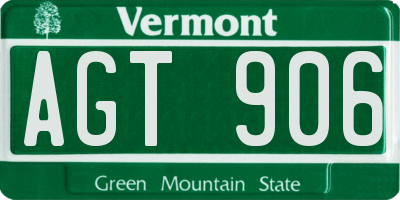 VT license plate AGT906