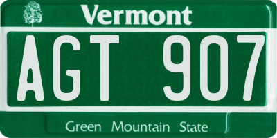 VT license plate AGT907
