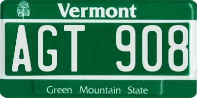 VT license plate AGT908