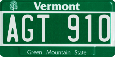 VT license plate AGT910